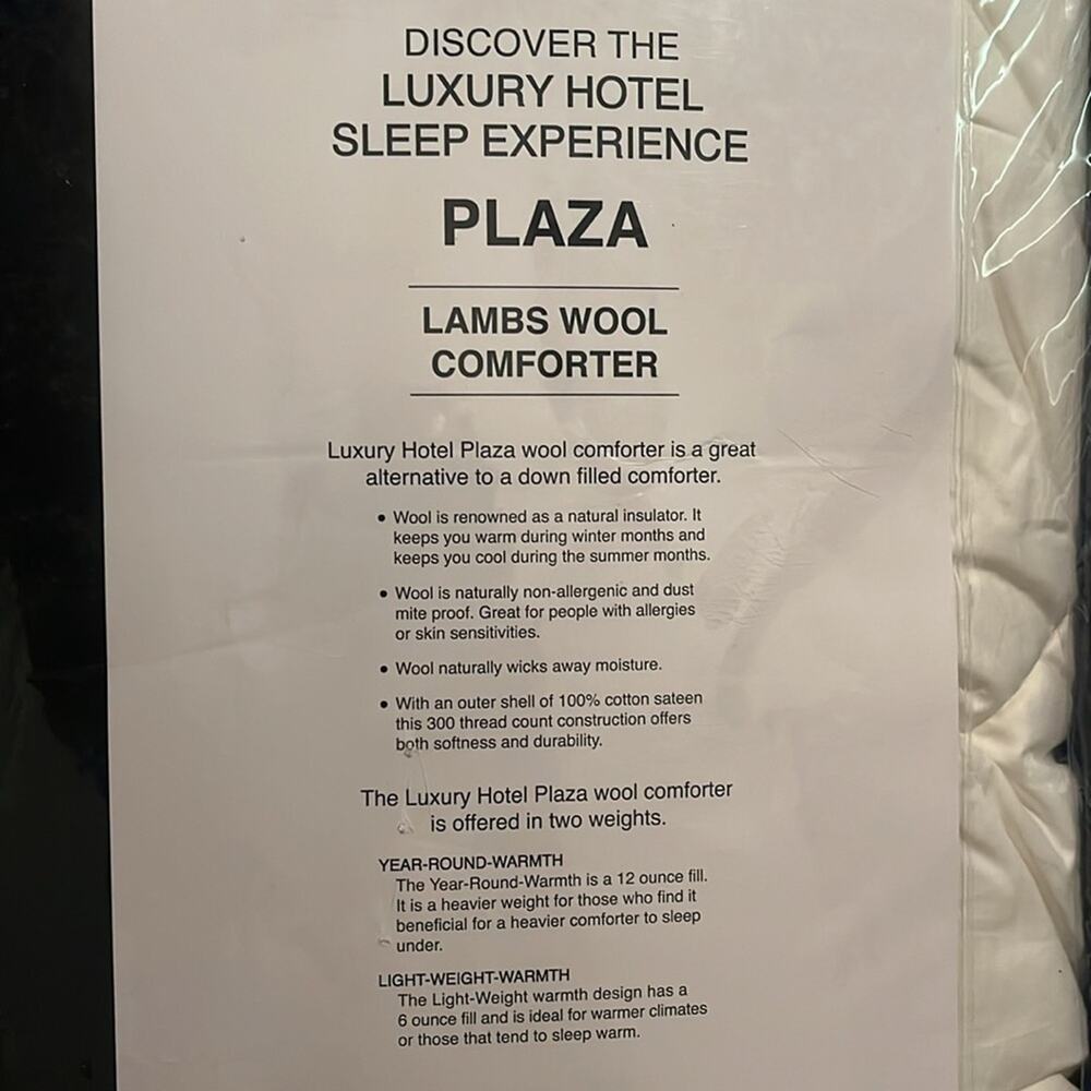 LUXURY HOTEL PLAZA $230
LAMBS WOOL COMFORTER QUILTED WHITE FULL / QUEEN SIZE - Picture 3 of 3